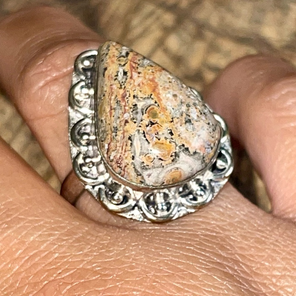 Leopardite Jasper Ring Size 9 1/4